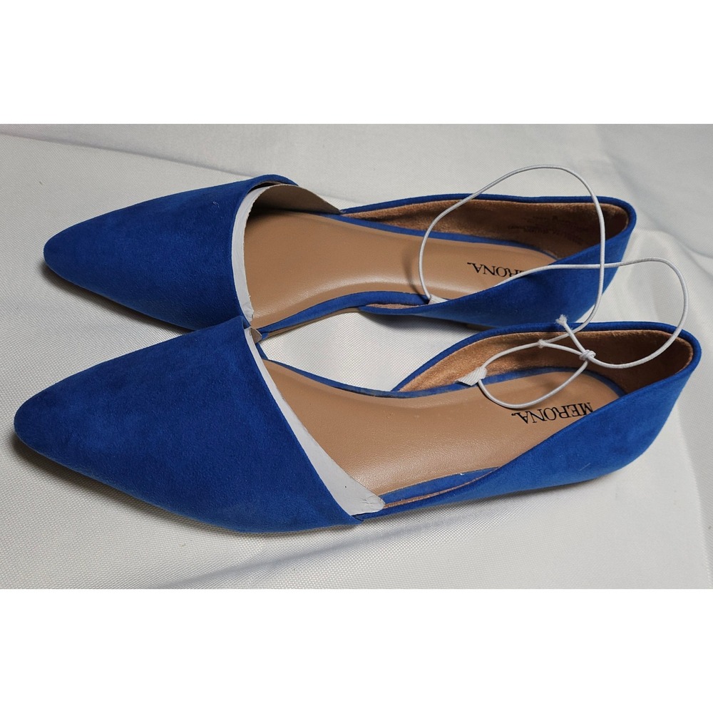 Merona Blue Poppy D Orsay Pointed Toe Flats Shoes Women's Size 6 - Picture 3 of 11